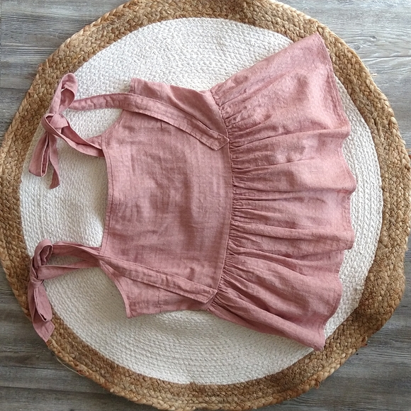 Madewell Rosalie Tie-Strap Top in Textured Gingham Faded Mauve - Picture 7 of 13